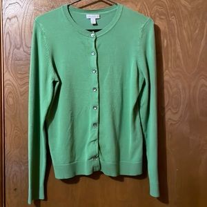 Charter Club Snap Pea Green Cardigan with Pearly Buttons Women’s M EUC